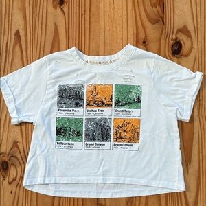 Recycle Threads (Junior sizing) Distressed National Park Cropped Shirt